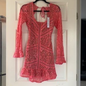 For love & lemons pink lace dress